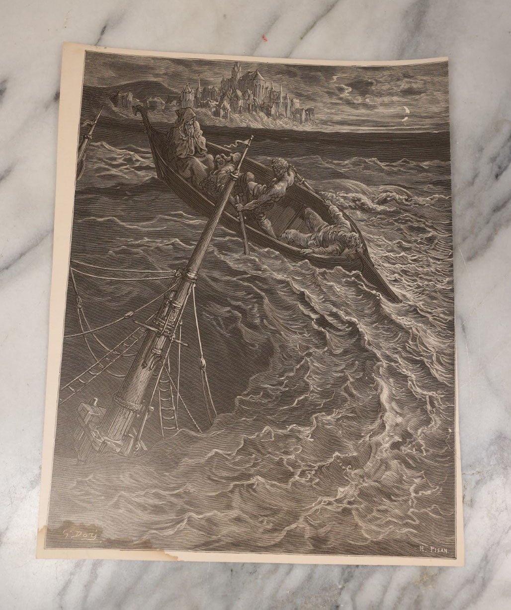 Lot 058 - Grouping Of 10 Illustrated Book Plates Of The Rime Of The Ancient Mariner As Illustrated By Gustave Dore, Featuring Haunting Seafaring Scenes And More, Late 19th Century