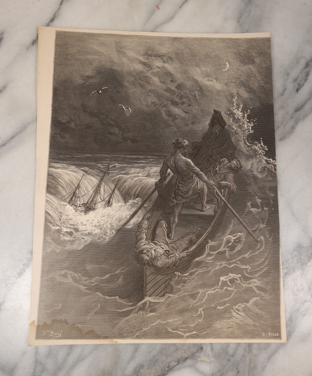 Lot 058 - Grouping Of 10 Illustrated Book Plates Of The Rime Of The Ancient Mariner As Illustrated By Gustave Dore, Featuring Haunting Seafaring Scenes And More, Late 19th Century