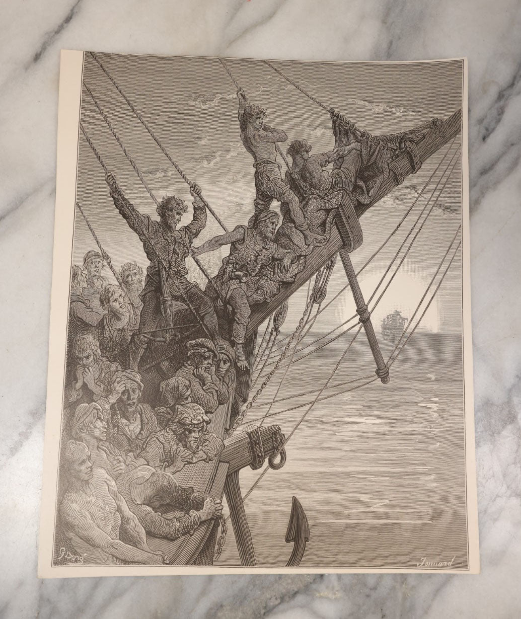 Lot 058 - Grouping Of 10 Illustrated Book Plates Of The Rime Of The Ancient Mariner As Illustrated By Gustave Dore, Featuring Haunting Seafaring Scenes And More, Late 19th Century