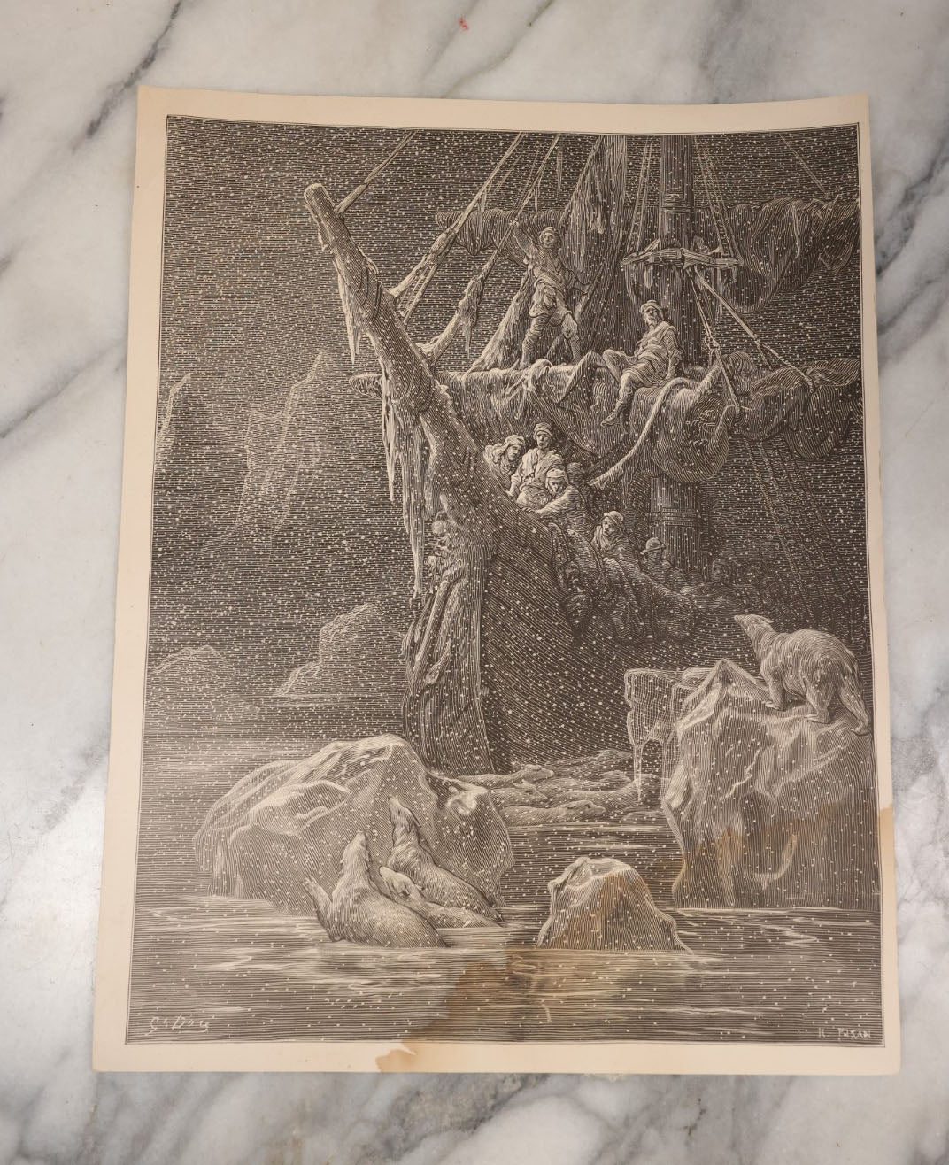 Lot 058 - Grouping Of 10 Illustrated Book Plates Of The Rime Of The Ancient Mariner As Illustrated By Gustave Dore, Featuring Haunting Seafaring Scenes And More, Late 19th Century