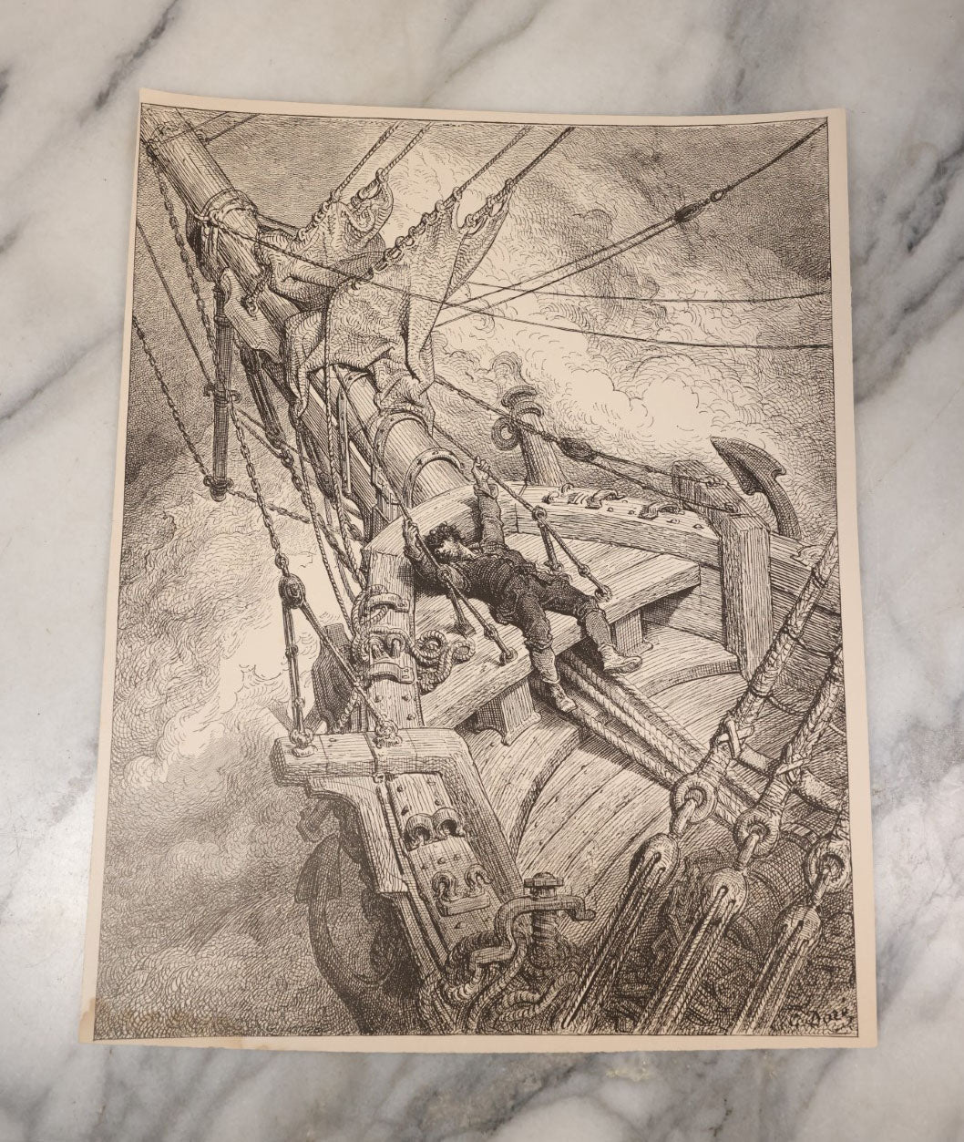 Lot 058 - Grouping Of 10 Illustrated Book Plates Of The Rime Of The Ancient Mariner As Illustrated By Gustave Dore, Featuring Haunting Seafaring Scenes And More, Late 19th Century