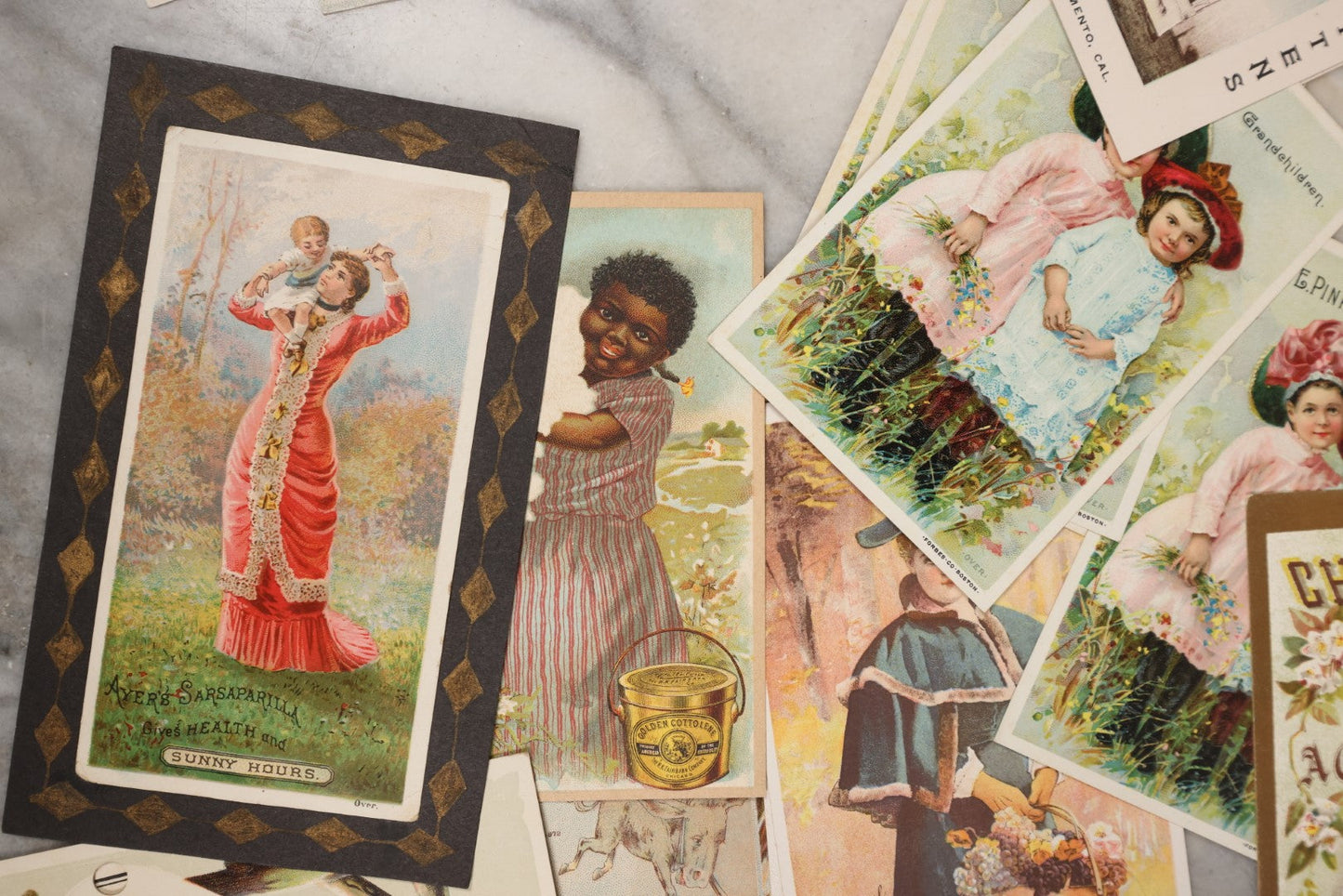 Lot 061 - Grouping Of 45+ Antique Trade Card Advertisements, Including Many For Hoyt's German Cologne, Herbal Remedy Co., Lydia E. Pinkham's, And More