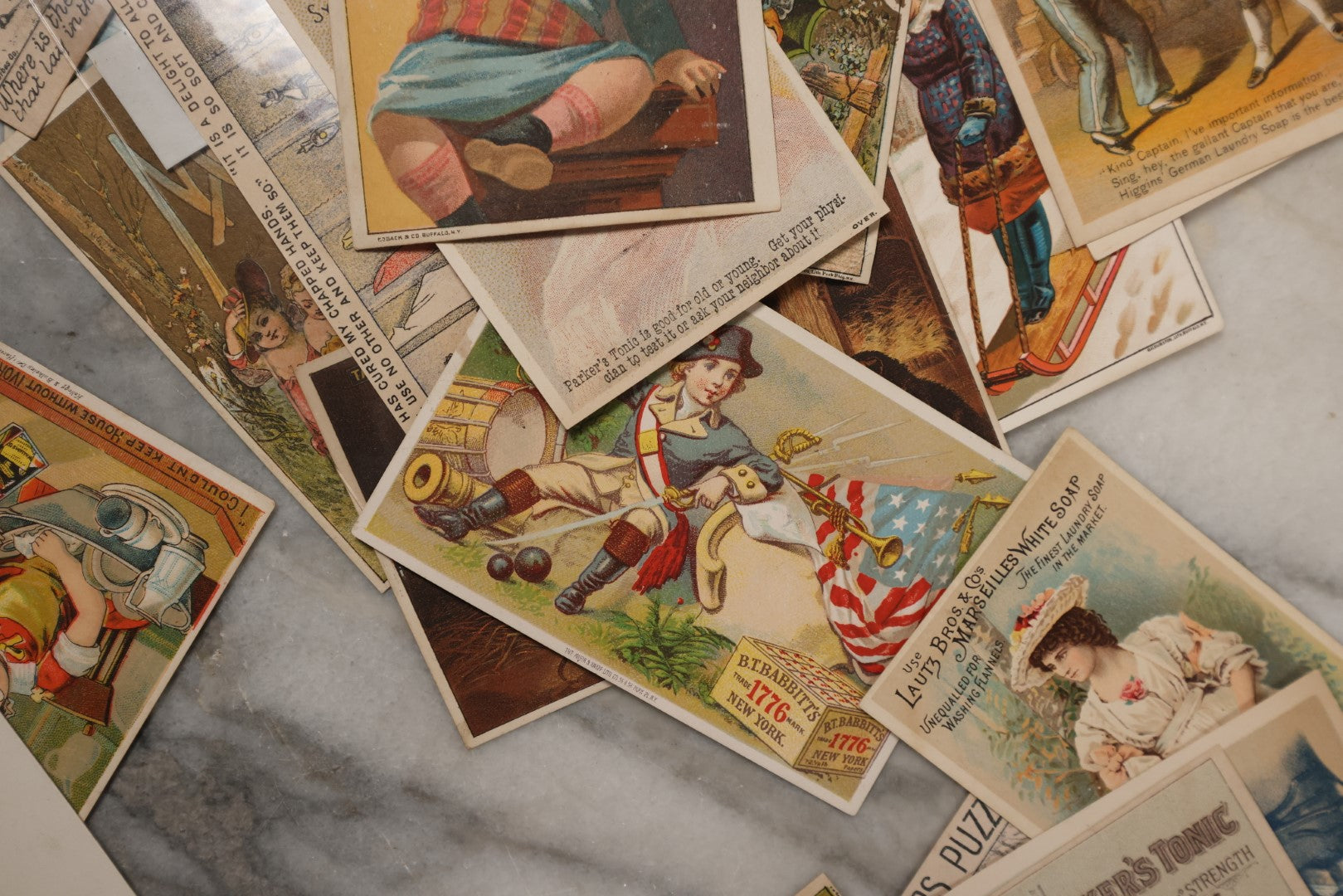 Lot 062 - Grouping Of 45+ Antique Trade Card Advertisements, Including Vegetine Blood Purifier, Mars, And More