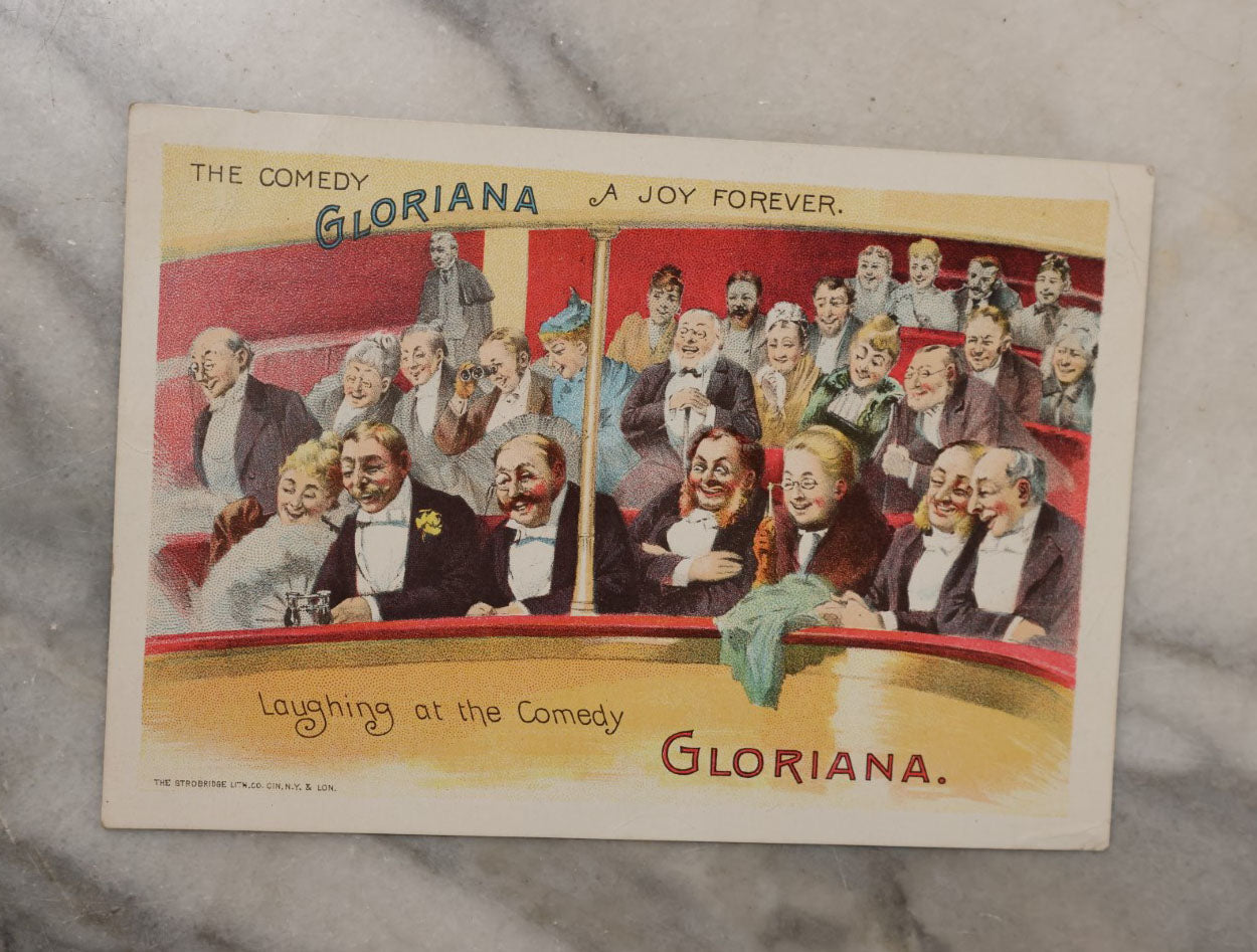 Lot 063 - Grouping Of Three Trade Card Advertisements For The Comedy Hit Gloriana, "A Joy Forever"