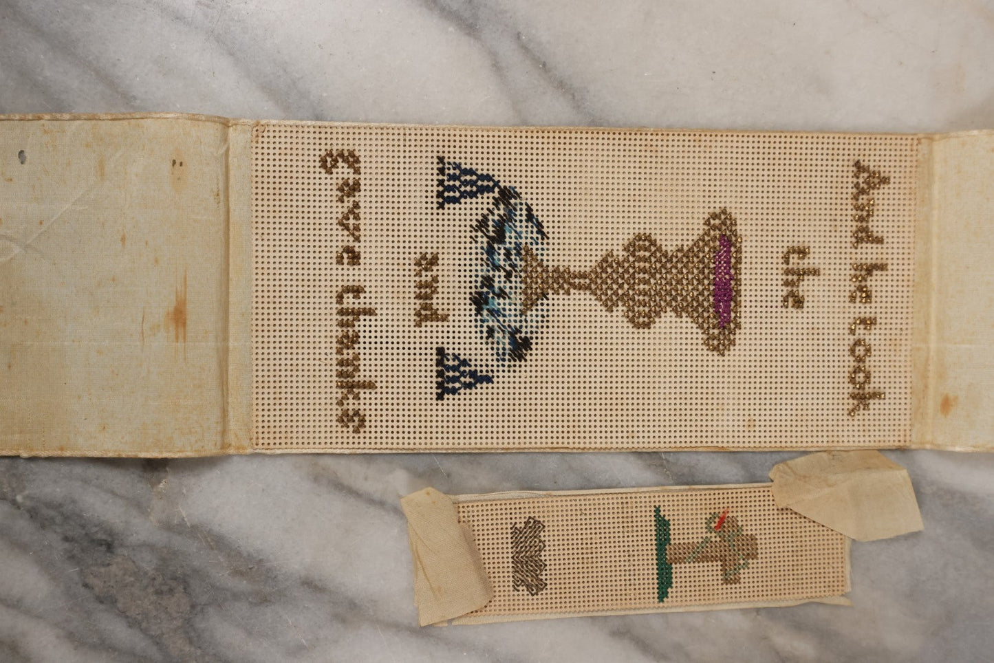 Lot 064 - Grouping Of 10+ Antique Punchwork Punched Paper Embroidered Bookmarks And More, Including Remember Me, God Is Love, Forget Me Not, And More