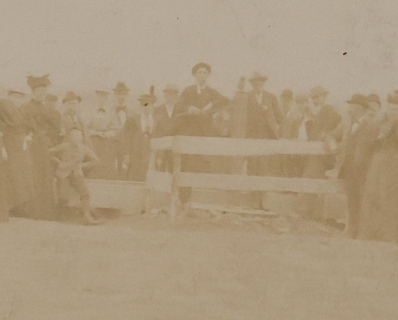 Lot 065 - Unusual Antique Boarded Photograph Of Some Kind Of Outdoor Gathering Or Ceremony, Possible Burial, Note Woman Dressed All In Black Mourning Attire