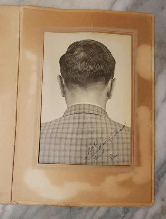 Lot 066 - Unusual Comedic Foldered Vintage Photograph Of The Back Of Don's Head, Addressed To Katie, "The Sweetheart Of Sigmund Freud," By Lee Photographers, Malden Square