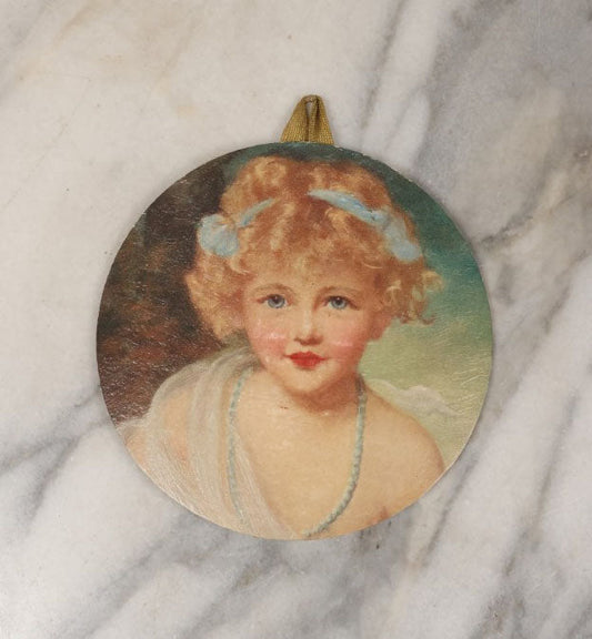 Lot 071 - Antique Wall Hanging Medallion Of Little Girl, "The Spring Of Youth," By Raphael Tuck & Sons, No. 6213