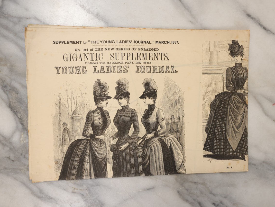 Lot 072 - Antique Newspaper Magazine, Supplement To The Young Ladies' Journal, March 1887