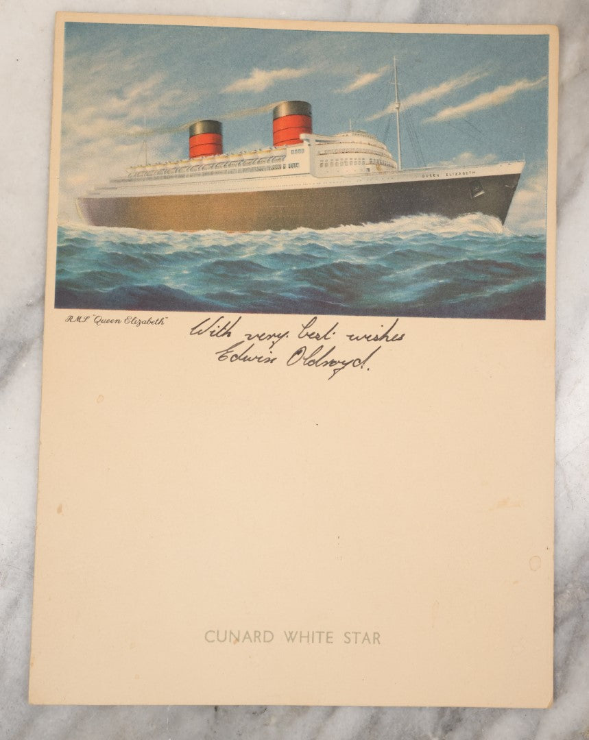 Lot 079 - Grouping Of Three Vintage Ocean Liner Ship Farewell Dinner Menus, Including Hamburg Amerika Line, S.S. Hamburg 1929, M.S. Milwaukee 1929, And White Star Line R.M.S. Queen Elizabeth 1954