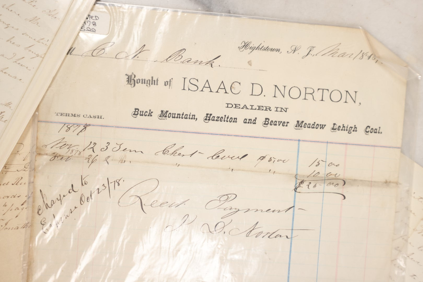 Lot 081 - Grouping Of Miscellaneous Antique Correspondence, Billheads, Letters, And More, Including James Westgate, Blacksmith And Jobber, Isaac D. Norton, Dealer In Coal, George H. Hoar & Son Brushes, Varnishes, Paints, Wall Paper, Etc.