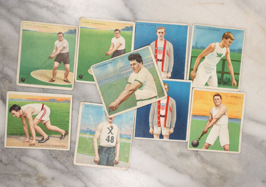Lot 084 - Grouping Of Nine Antique Cigarette Cards From Mecca Cigarettes, Champion Athlete And Prize Fighter Series
