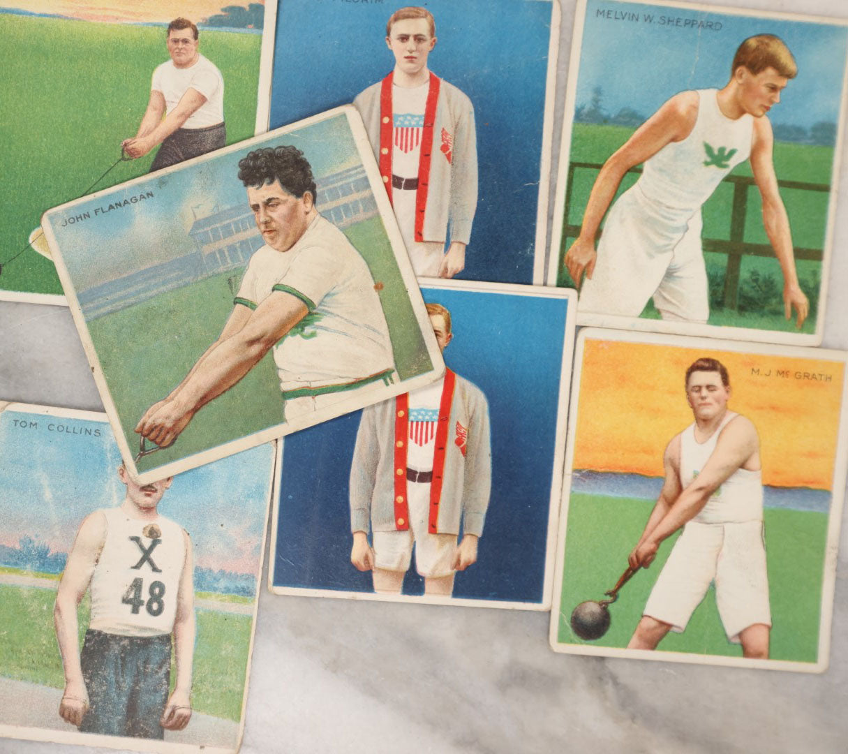 Lot 084 - Grouping Of Nine Antique Cigarette Cards From Mecca Cigarettes, Champion Athlete And Prize Fighter Series