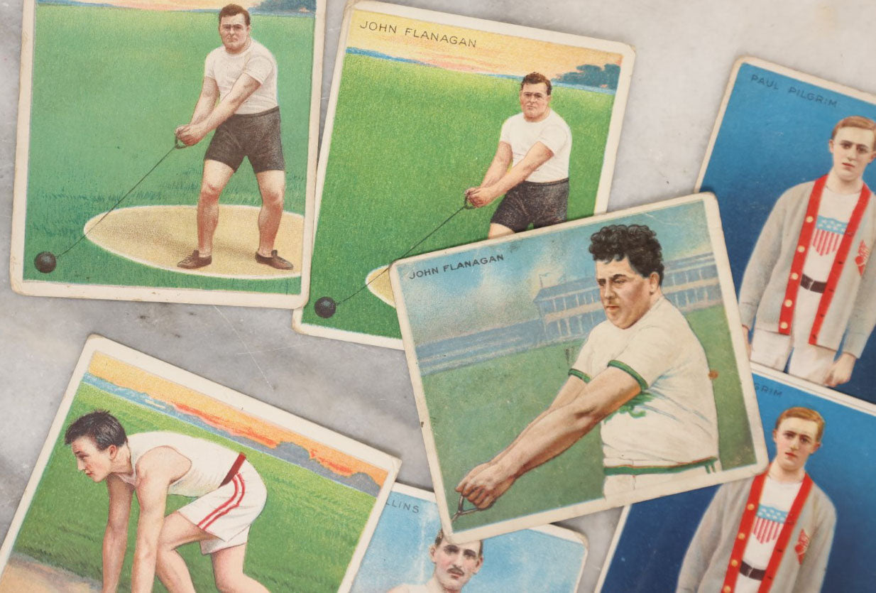 Lot 084 - Grouping Of Nine Antique Cigarette Cards From Mecca Cigarettes, Champion Athlete And Prize Fighter Series