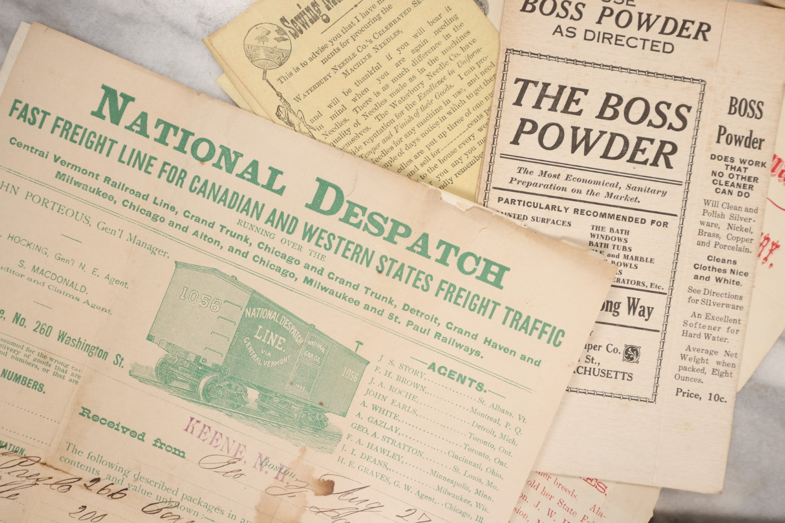 Lot 088 - Grouping Of 25+ Pieces Of Miscellaneous Antique And Vintage Advertising Including World's Soap, Socony Road Map, Boss Powder, National Despatch Freight Line, And More