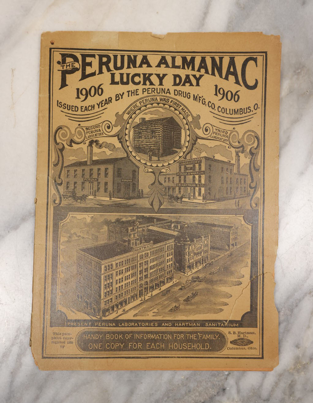 Lot 099 - Antique Almanac, The Peruna Almanac Lucky Day 1906, By The Peruna Drug Mfg. Co., Columbus, Ohio