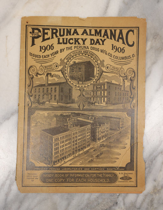Lot 099 - Antique Almanac, The Peruna Almanac Lucky Day 1906, By The Peruna Drug Mfg. Co., Columbus, Ohio