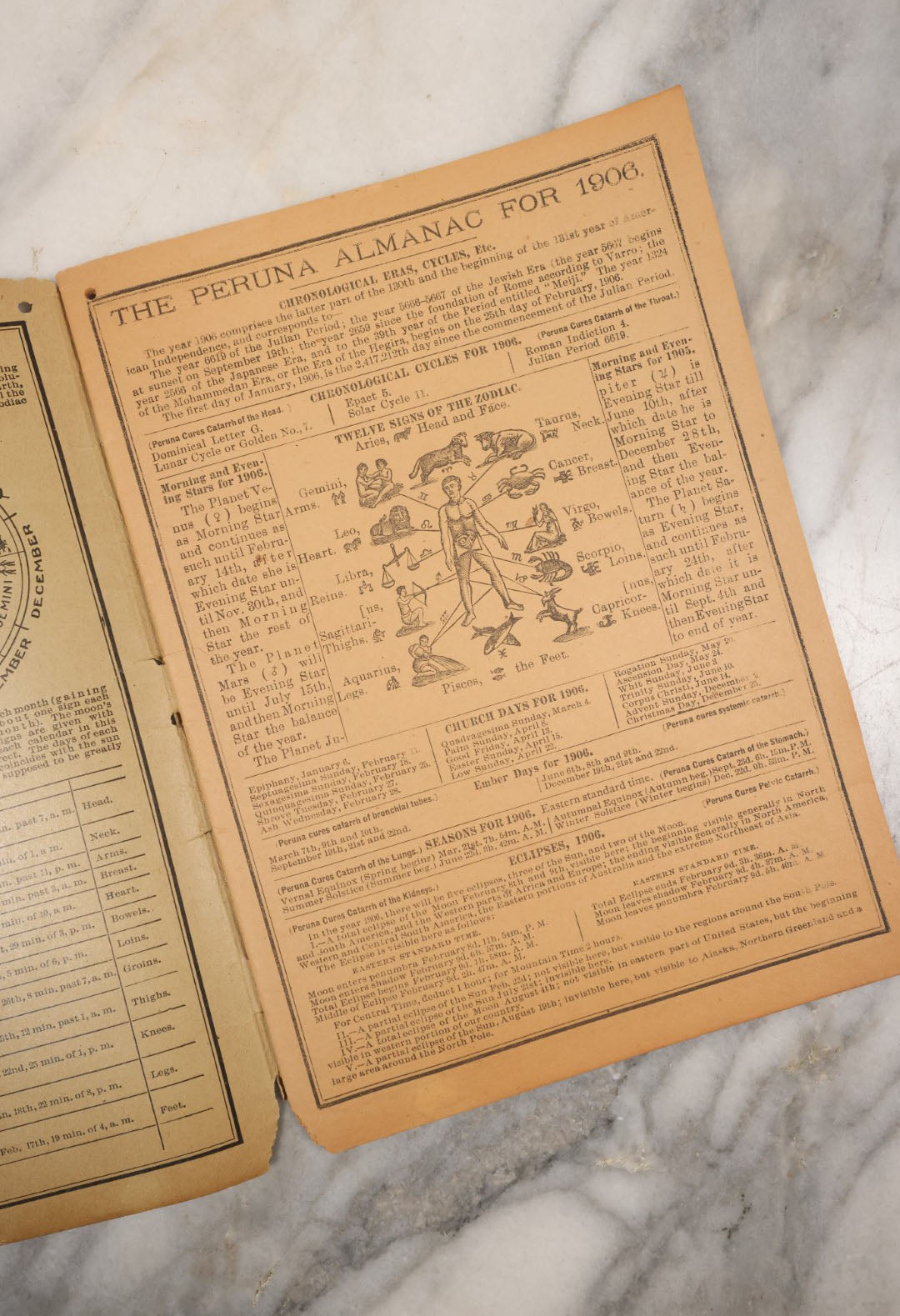Lot 099 - Antique Almanac, The Peruna Almanac Lucky Day 1906, By The Peruna Drug Mfg. Co., Columbus, Ohio