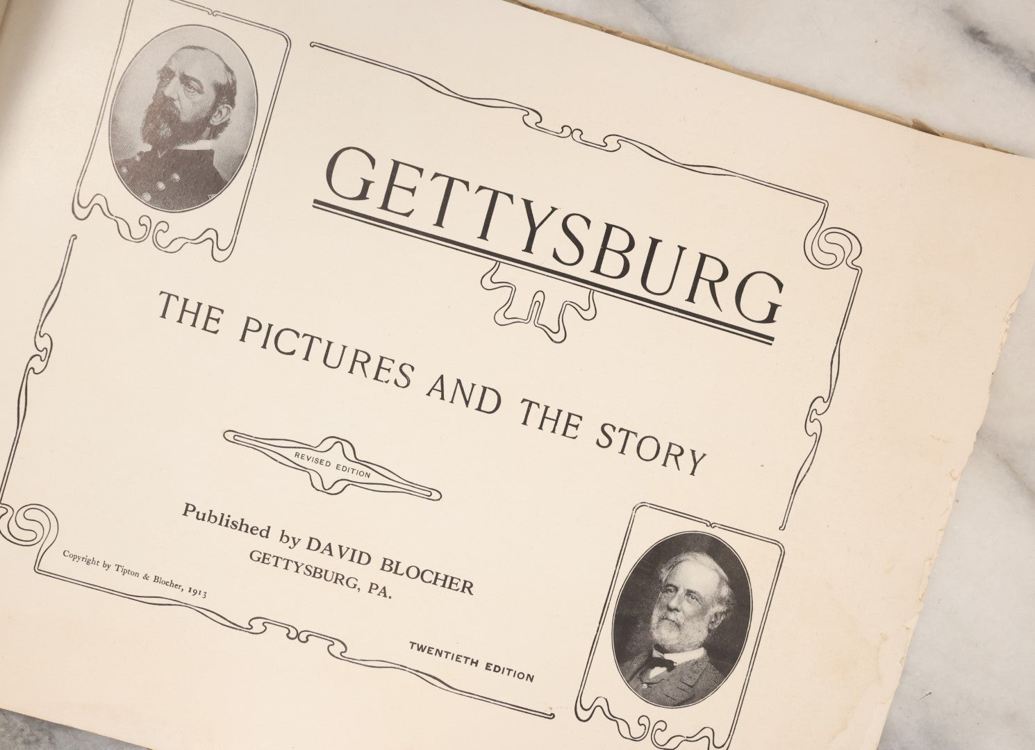 Lot 105 - Gettysburg, The Pictures And The Story, Antique Civil War History Booklet, Published By David Blocher, 20th Edition, 1913, Illustrated