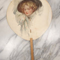 Lot 109 - Antique Advertising Fan With Gibson-Esque Girl In Hat, Scarf, Advertising The Rexall Store, Hodgdon & Shaw, Hotel Windham Building, Bellows Falls, Vermont