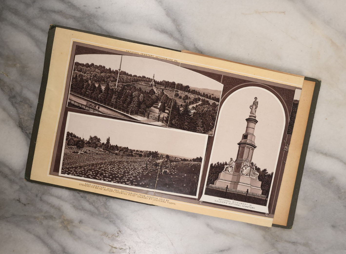 Lot 112 - Views Of Gettysburg Battlefield, Antique Small Fold Out Book With Images Of Gettysburg, Civil War