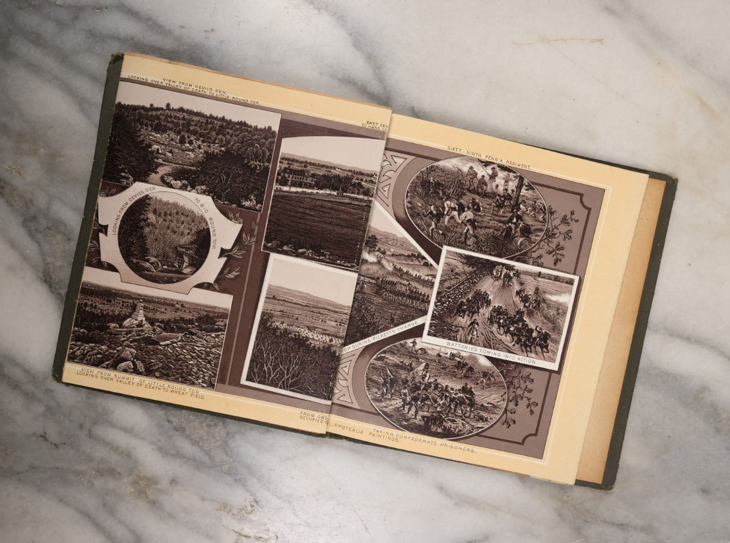 Lot 112 - Views Of Gettysburg Battlefield, Antique Small Fold Out Book With Images Of Gettysburg, Civil War