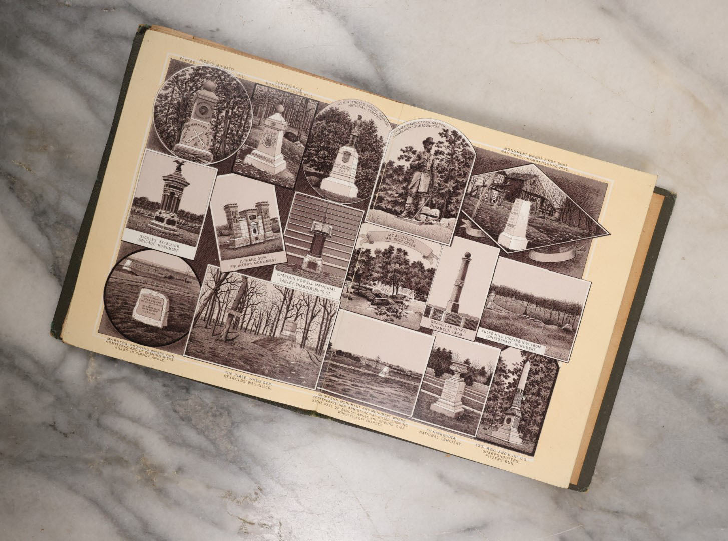Lot 112 - Views Of Gettysburg Battlefield, Antique Small Fold Out Book With Images Of Gettysburg, Civil War