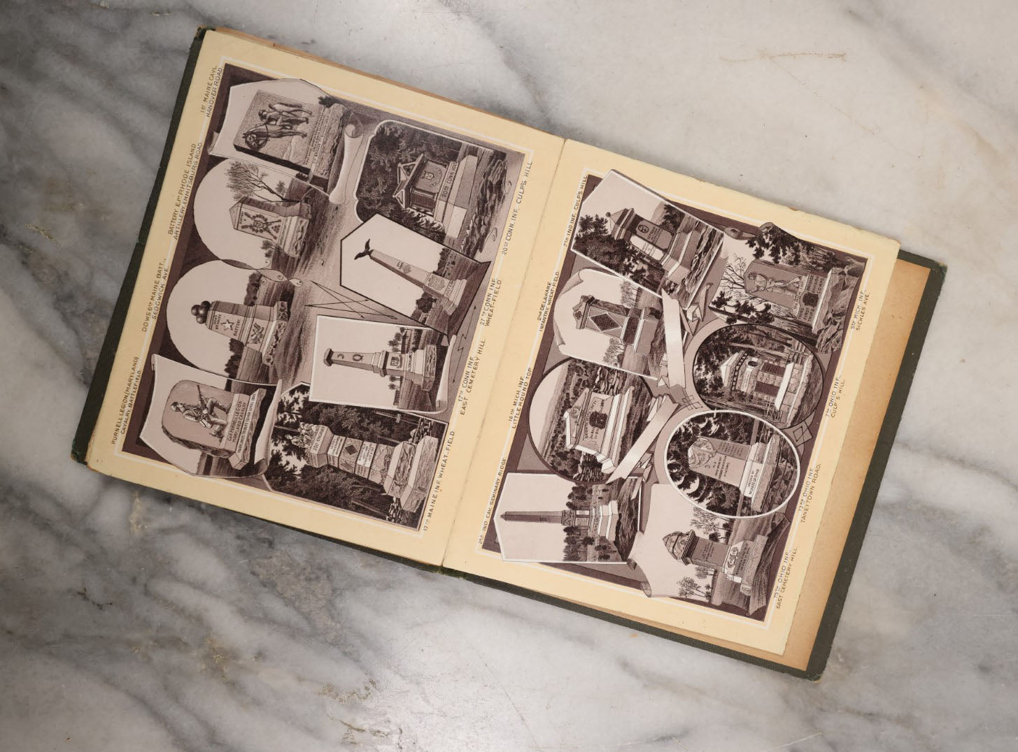 Lot 112 - Views Of Gettysburg Battlefield, Antique Small Fold Out Book With Images Of Gettysburg, Civil War