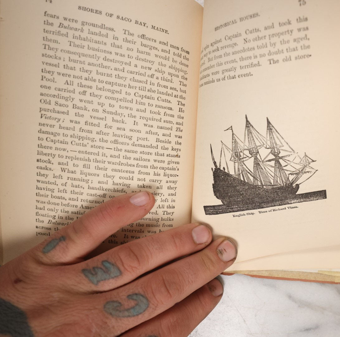 Lot 113 - Historical Sketches Of Old Orchard Beach And The Shores Of Saco Bay, Maine, Antique Booklet With Fold Out Panoramic View Of Biddeford And More, By C.H. Woodman & Co., Boston