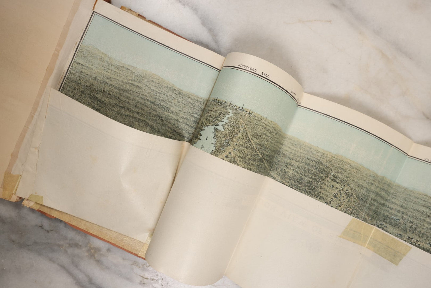 Lot 113 - Historical Sketches Of Old Orchard Beach And The Shores Of Saco Bay, Maine, Antique Booklet With Fold Out Panoramic View Of Biddeford And More, By C.H. Woodman & Co., Boston