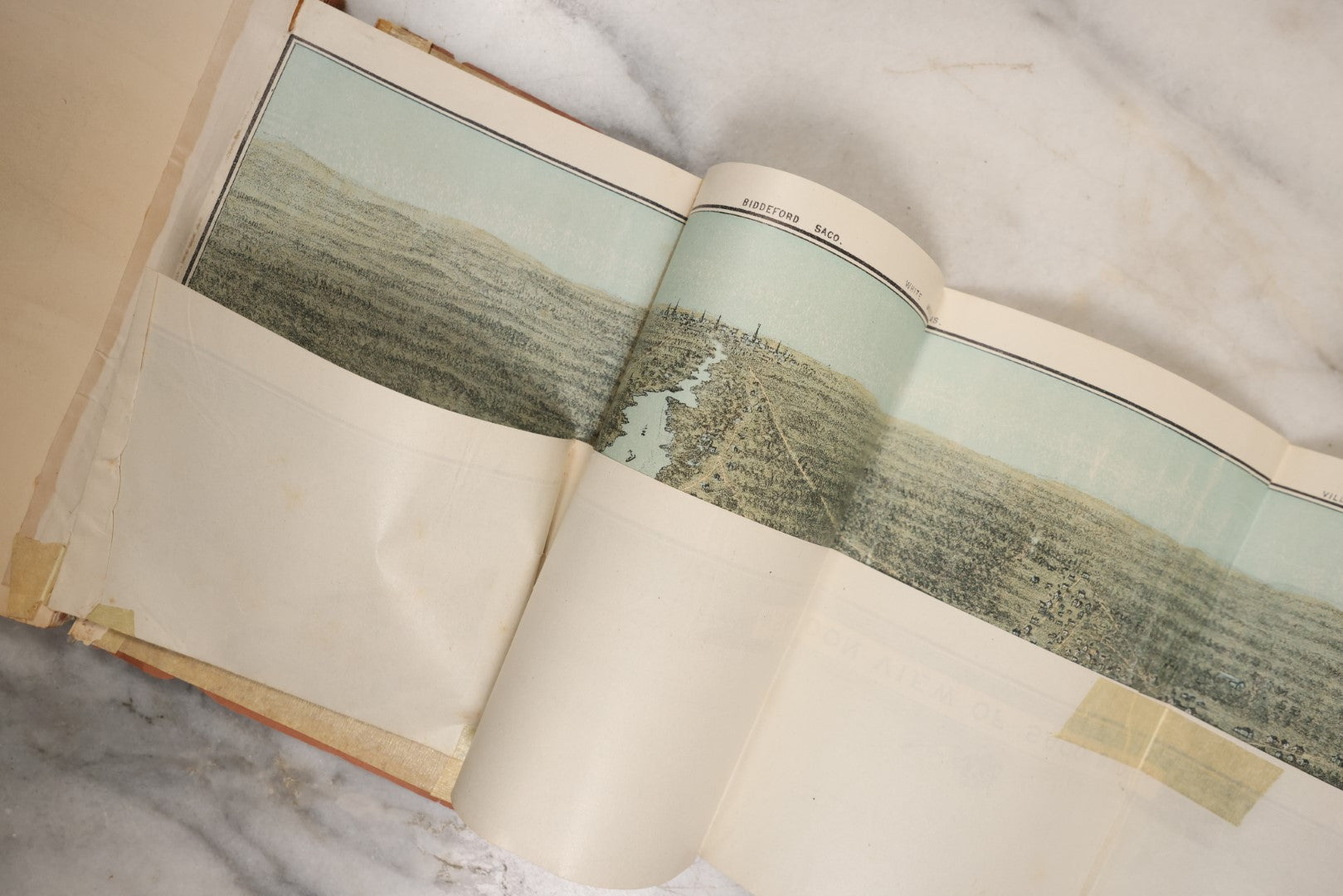 Lot 113 - Historical Sketches Of Old Orchard Beach And The Shores Of Saco Bay, Maine, Antique Booklet With Fold Out Panoramic View Of Biddeford And More, By C.H. Woodman & Co., Boston