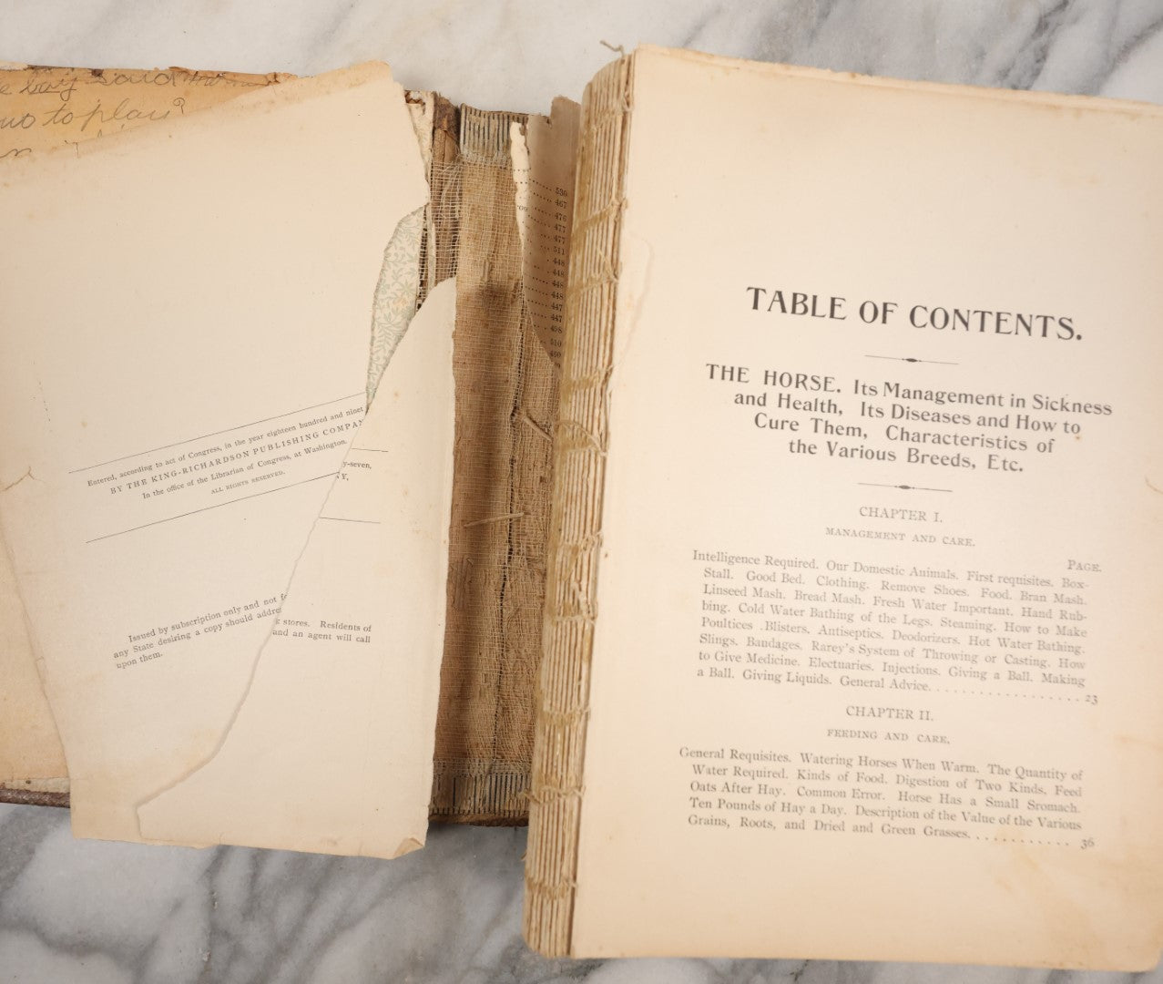 Lot 120 - Antique Craft Grade Book On The Anatomy And Health Of Horses And Cattle, With Fold Out Anatomical Diagrams, Poor Condition, Loose Pages, Wear Throughout