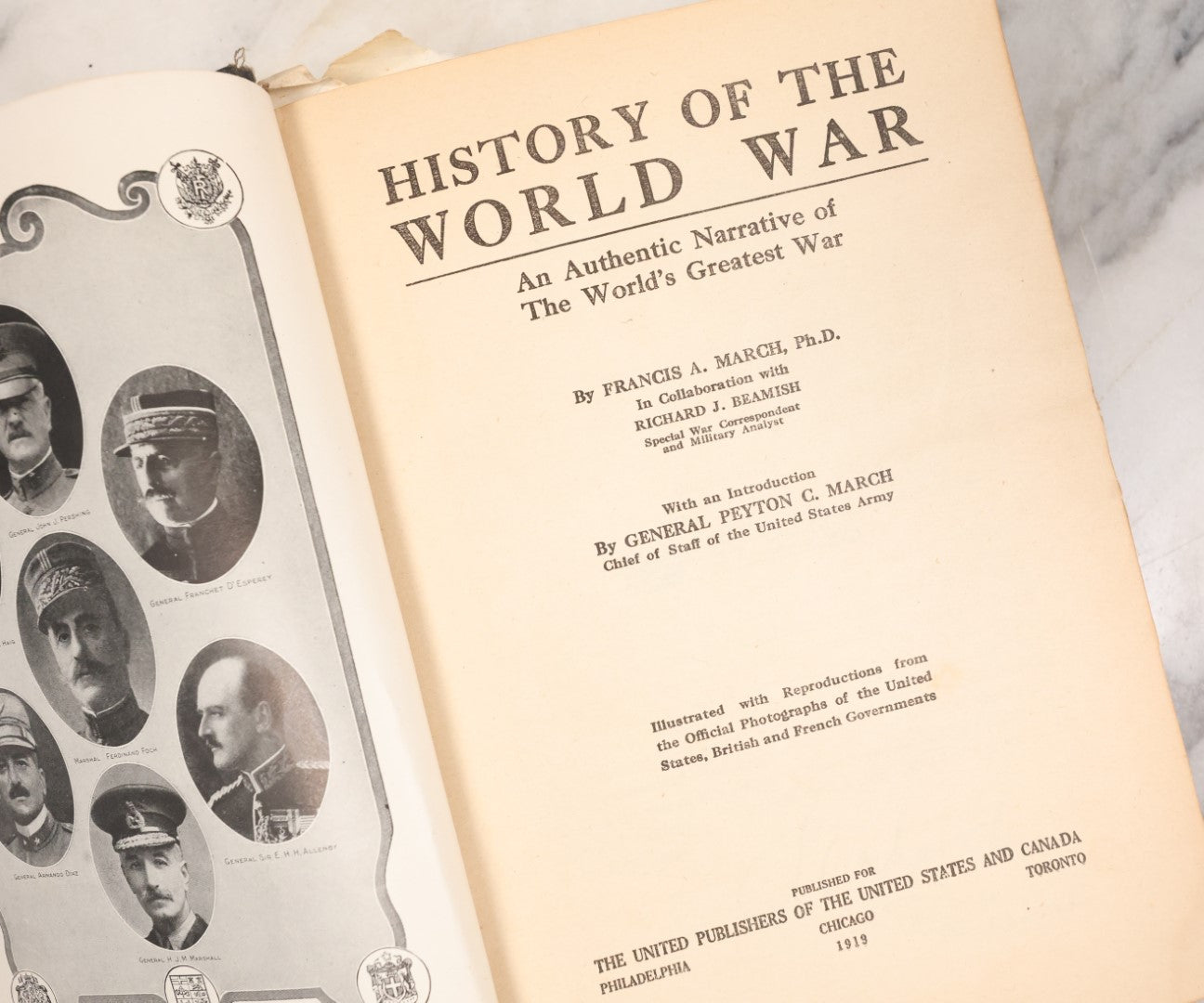 Lot 124 - "History Of The World War" Antique Book On World War One, By Francis A. March, Copyright 1919
