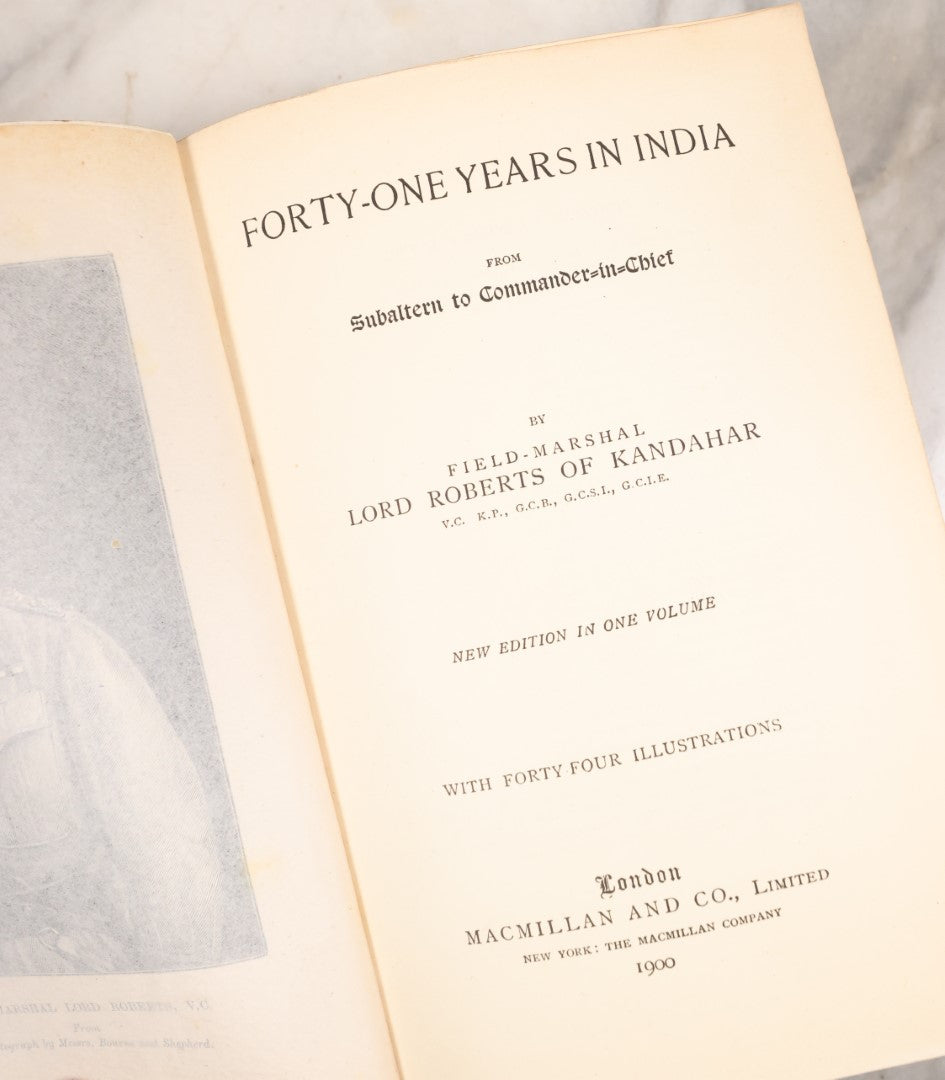 Lot 127 - "Forty-One Years In India From Subaltern To Commander-In-Chief" Antique Book By Field Marshal Lord Roberts Of Kandahar, New Edition, Illustrated, Macmillan And Co., Limited, London, 1900, Craft Grade, Poor Condition, Missing Covers, With Fold Out Maps