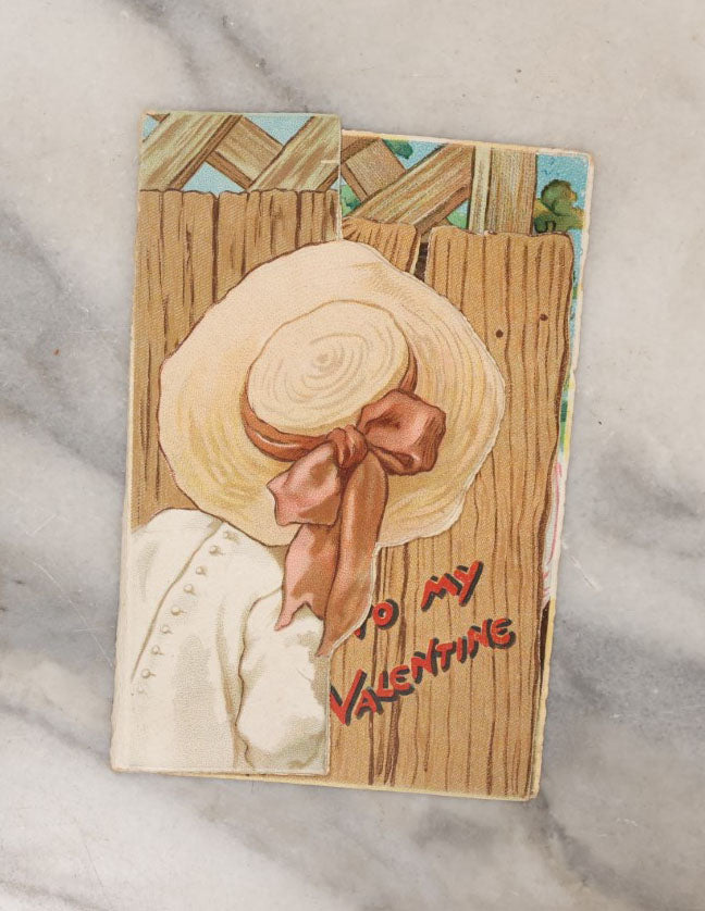 Lot 132 - Single Valentine's Card, Boy Flirting With Girl Behind Fence, Other Girl Looking On Jealousy, By Raphael Tuck & Sons Ltd., Printed In Germany