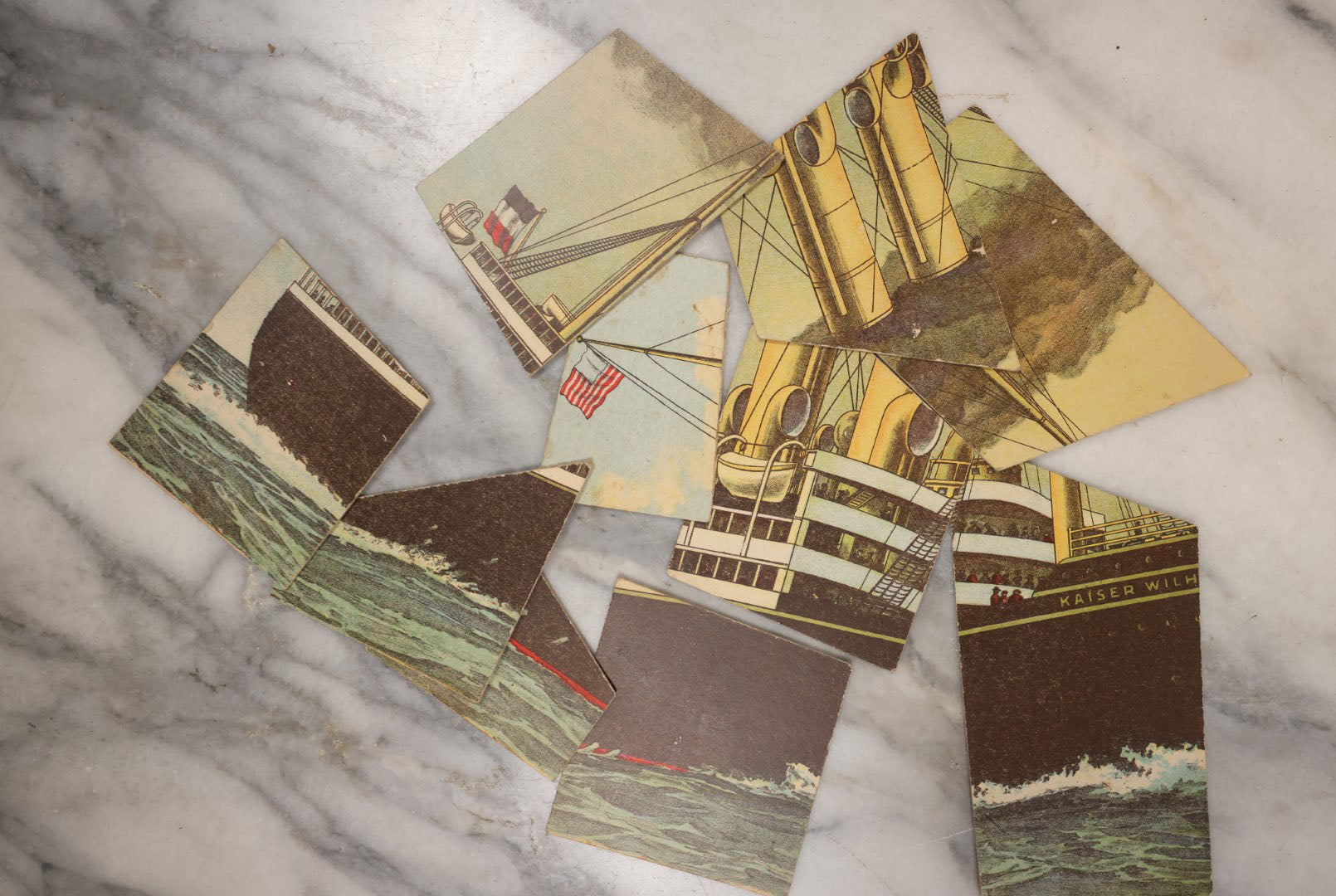 Lot 133 - Partial Antique Puzzle Of Ocean Liner, Ship, Kaiser Wilhelm, Incomplete