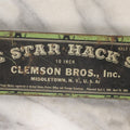 Lot 147 - Single Junk Drawer Finding, The Star Hack Saw Blade Tin, 10 Inch, By Clemson Bros., Inc., Middletown, New York, Empty