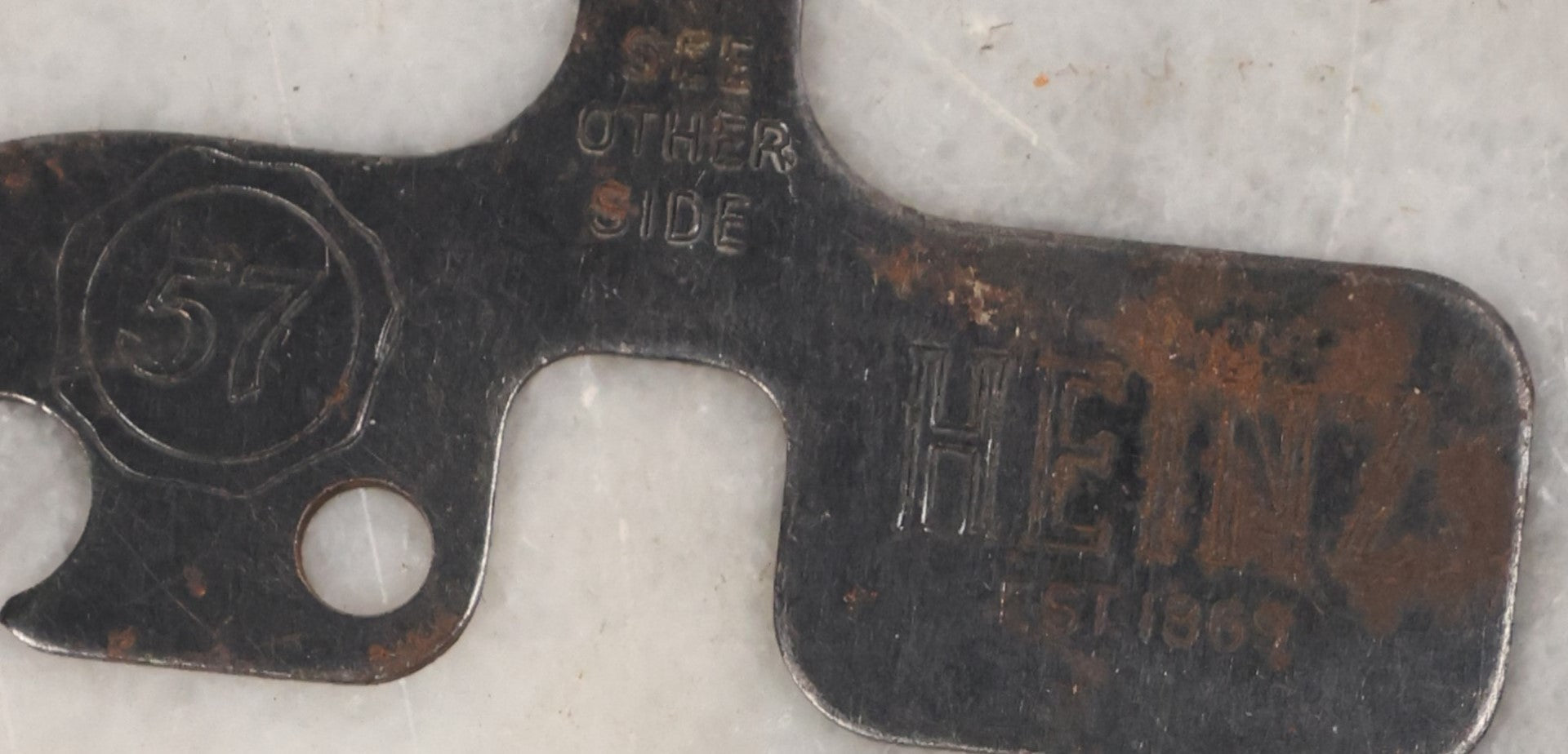 Lot 156 - Single Junk Drawer Finding, Heinz 57 Bottle And Can Opener Tool Advertisement