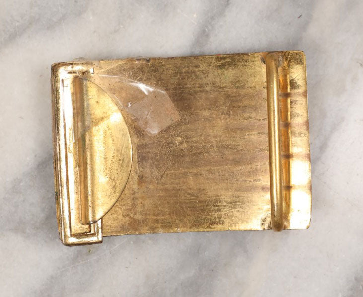 Lot 158 - Pair Of Junk Drawer Findings, Odd Fellows Metal Regalia Fragments Including Belt Buckle, Belt Chain