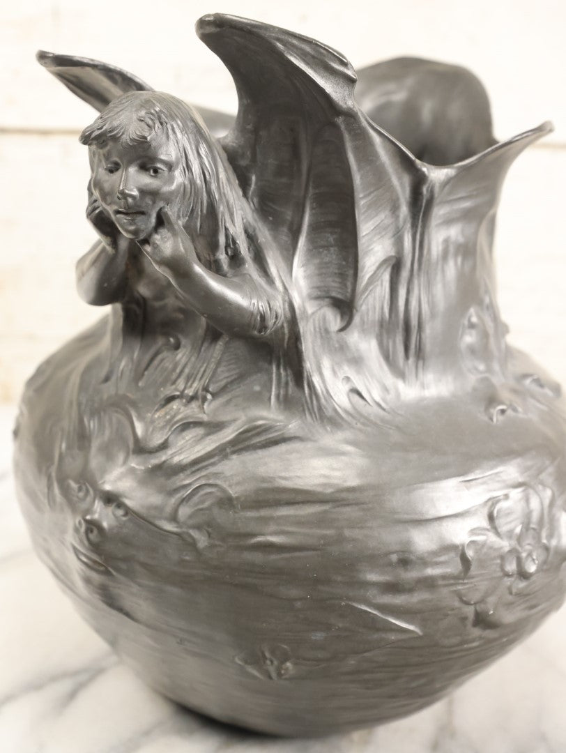 Lot 001 - Antique German Pewter Art Nouveau Planter With Children, By Kayserzinn, No. 4093 