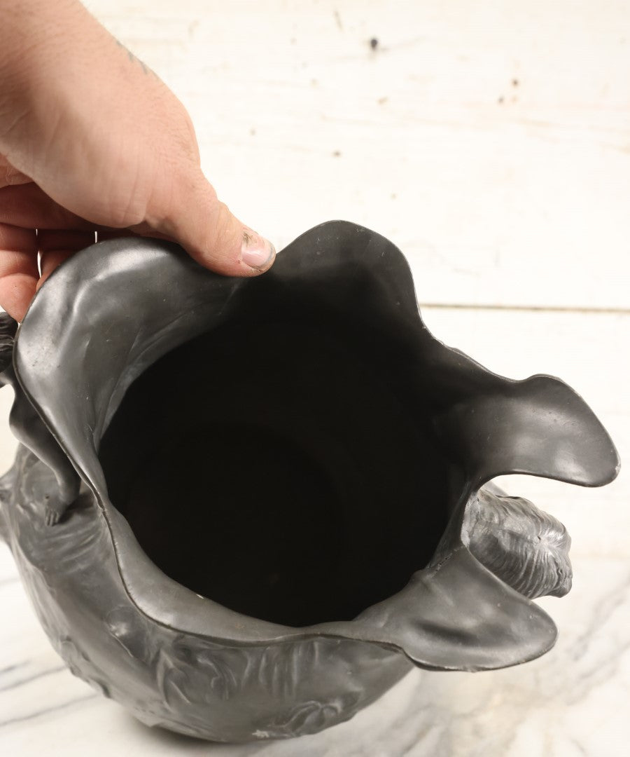 Lot 001 - Antique German Pewter Art Nouveau Planter With Children, By Kayserzinn, No. 4093 