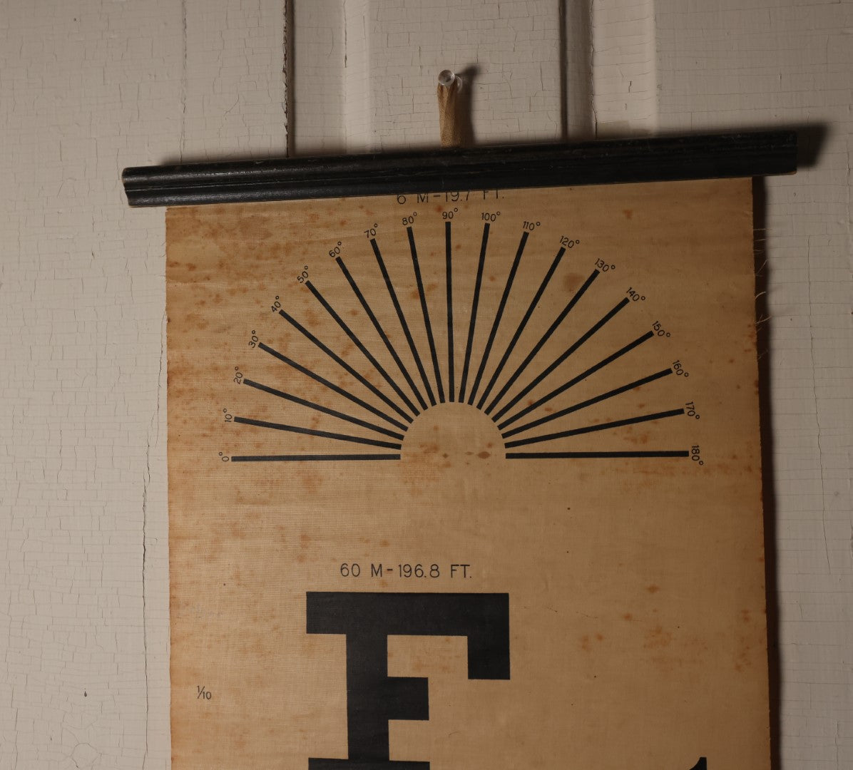 Lot 002 - Antique Canvas Wall Hanging Roll Up Eye Test Chart By F.A. Hardy & Co., Chicago, No. 969, Circa 1920s