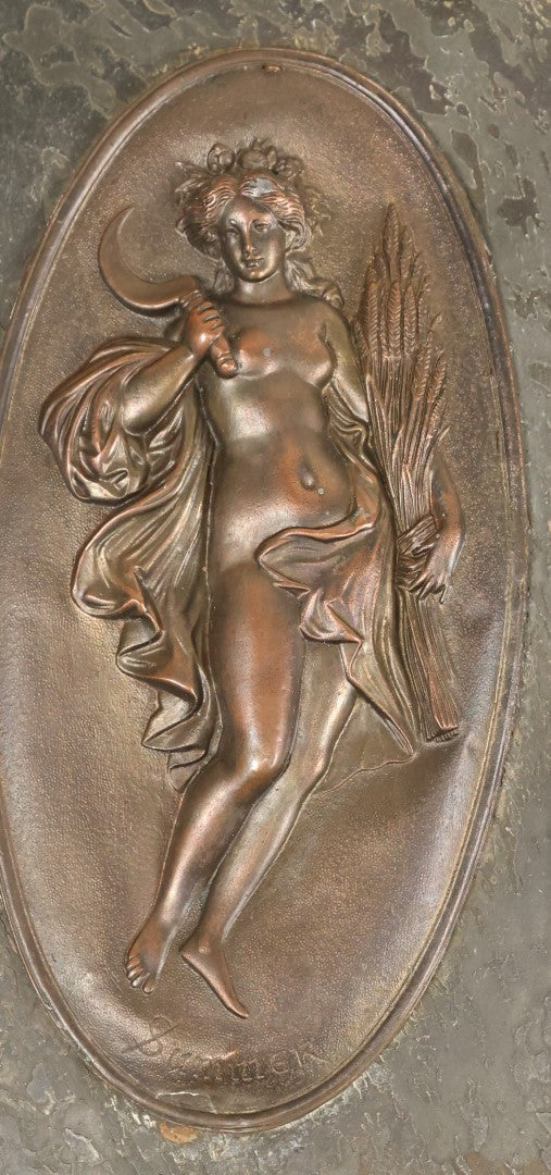 Lot 003 - Antique Wall Hanging Thermometer Depicting Demeter (Greek) / Ceres (Roman), Titled "Summer," Manufactured By C. Wilder, Peterboro / Peterborough, New Hampshire