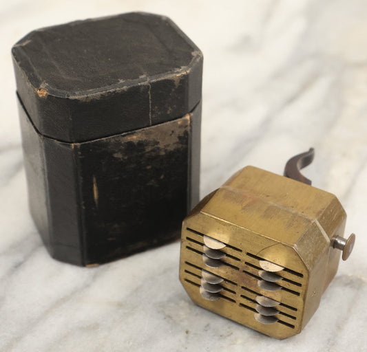 Lot 004 - Antique Brass Spring Loaded Bloodletting Fleam, Medical Device, With Original Case, Working Condition