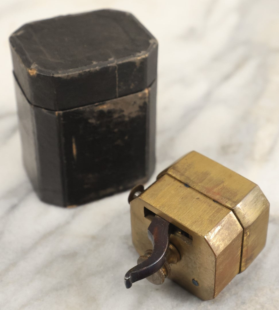 Lot 004 - Antique Brass Spring Loaded Bloodletting Fleam, Medical Device, With Original Case, Working Condition