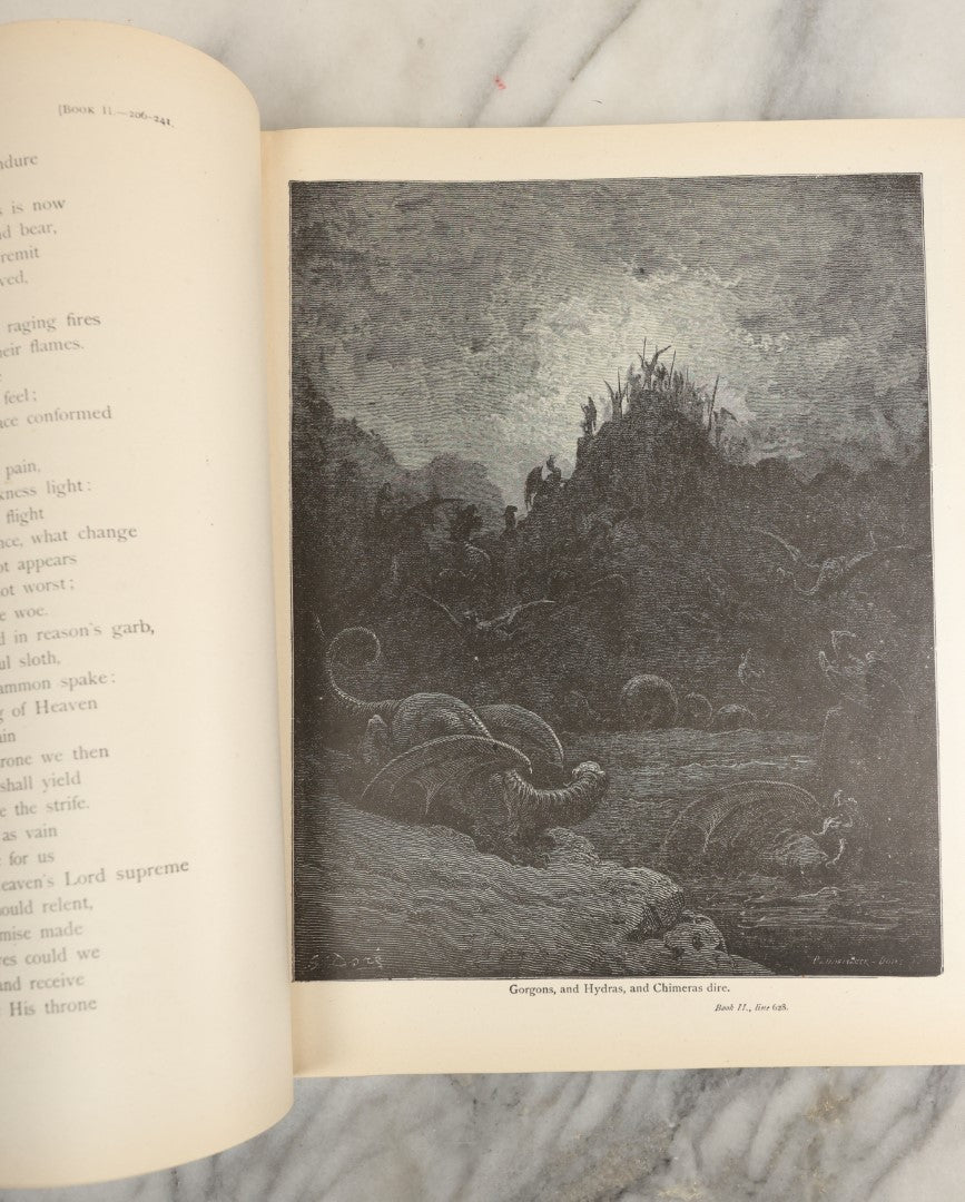 Lot 006 - Milton's "Paradise Lost" Antique Book Illustrated By Gustave Dore, With Green Cover And Gold Lettering, Thompson & Thompson, Chicago, 1901