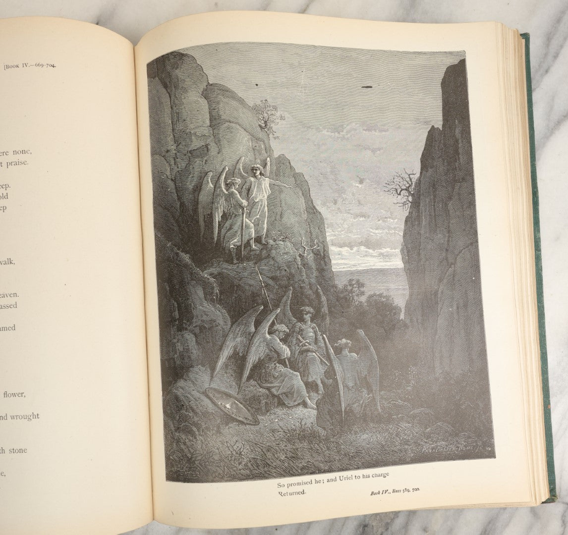 Lot 006 - Milton's "Paradise Lost" Antique Book Illustrated By Gustave Dore, With Green Cover And Gold Lettering, Thompson & Thompson, Chicago, 1901