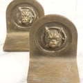 Lot 009 - Antique Heavy Cast Brass Boston Terrier Head Bookends, Early 20th Century, Pair