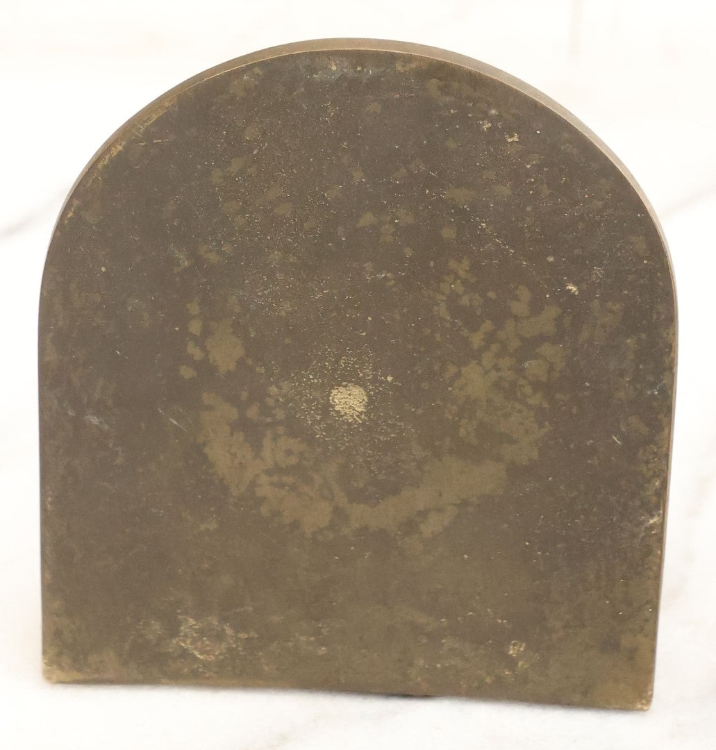 Lot 009 - Antique Heavy Cast Brass Boston Terrier Head Bookends, Early 20th Century, Pair