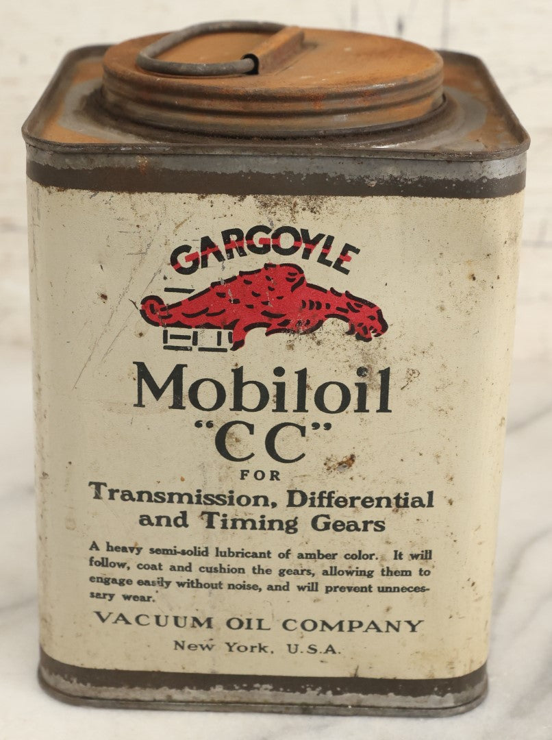 Lot 010 - Vintage Gargoyle Mobiloil "Cc" Transmission, Differential, And Timing Gears Grease Lubricant, Vacuum Oil Company, New York, U.S.A., Sealed With Contents, Heavy